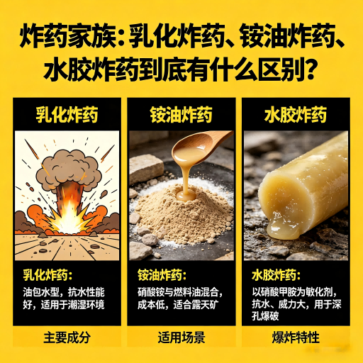 温江炸药家族：乳化炸药、铵油炸药、水胶炸药到底有什么区别？